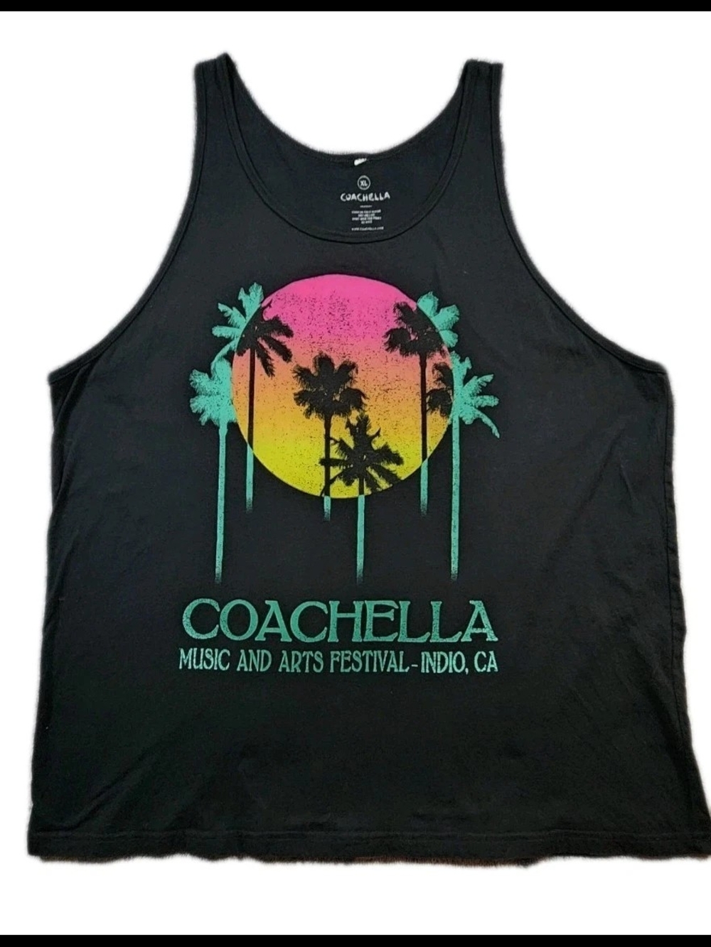 Coachella 2019 Music Festival Black Tank Top Women's XL Bad Bunny, Billie Eilish